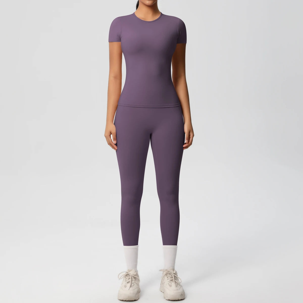 Women 2pcs Athletic Wear Yoga Set Workout Sportswear Gym Clothing Fitness Long Sleeve Crop Top High Waist Legging Sports Bra