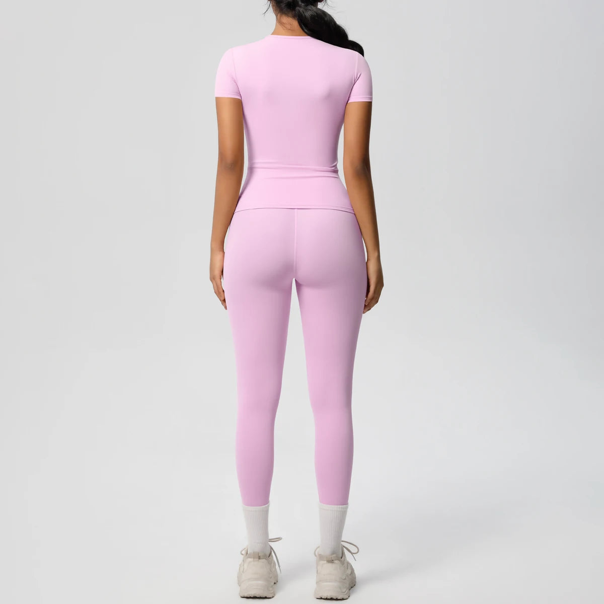 Women 2pcs Athletic Wear Yoga Set Workout Sportswear Gym Clothing Fitness Long Sleeve Crop Top High Waist Legging Sports Bra