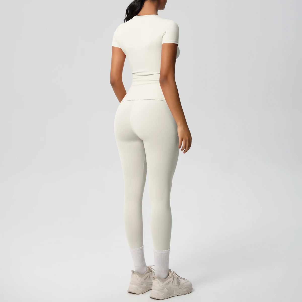 Women 2pcs Athletic Wear Yoga Set Workout Sportswear Gym Clothing Fitness Long Sleeve Crop Top High Waist Legging Sports Bra