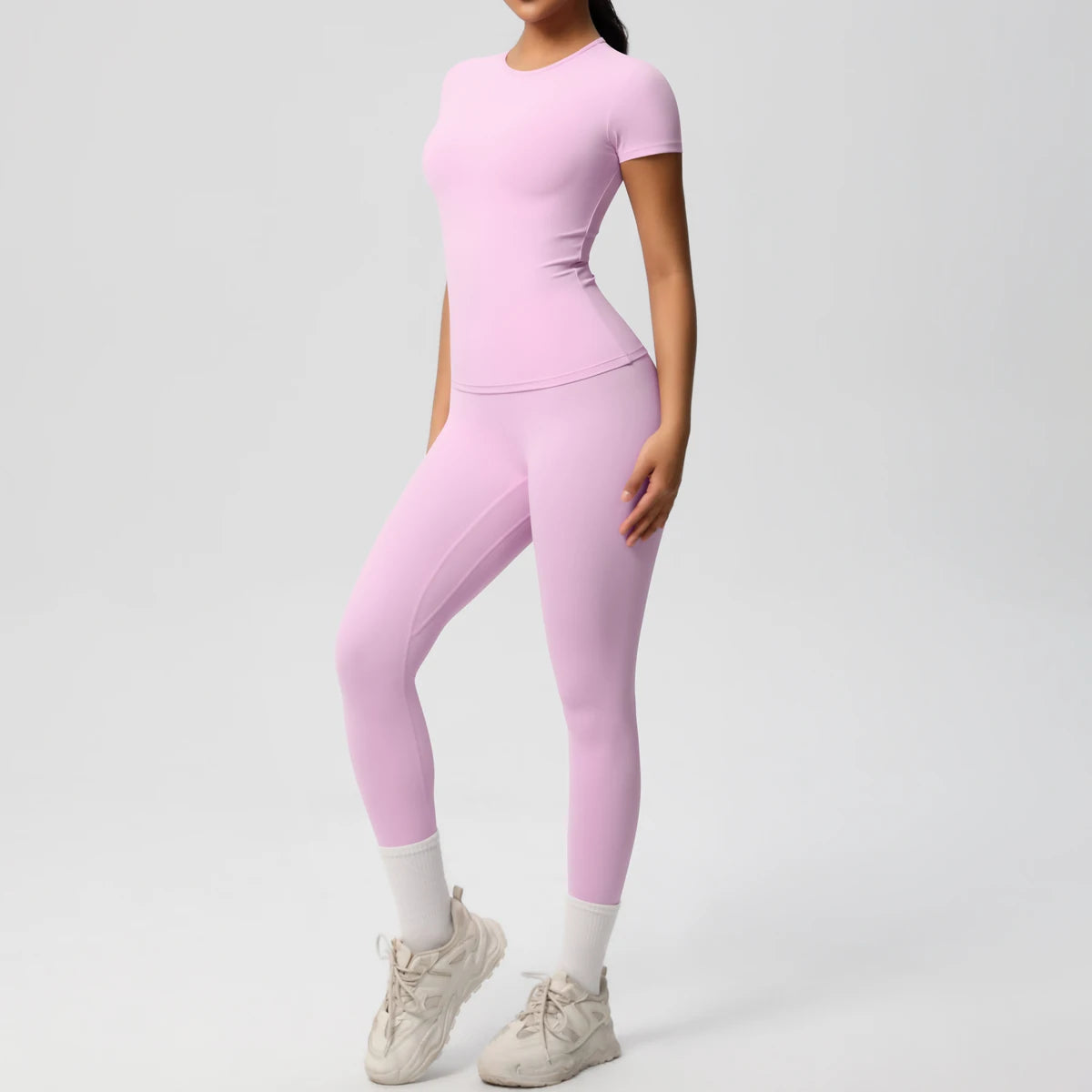 Women 2pcs Athletic Wear Yoga Set Workout Sportswear Gym Clothing Fitness Long Sleeve Crop Top High Waist Legging Sports Bra
