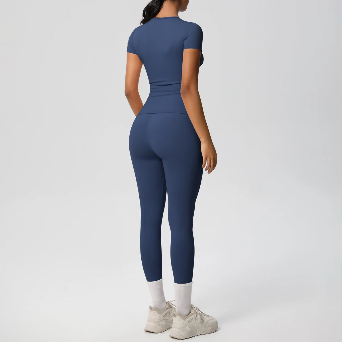 Women 2pcs Athletic Wear Yoga Set Workout Sportswear Gym Clothing Fitness Long Sleeve Crop Top High Waist Legging Sports Bra