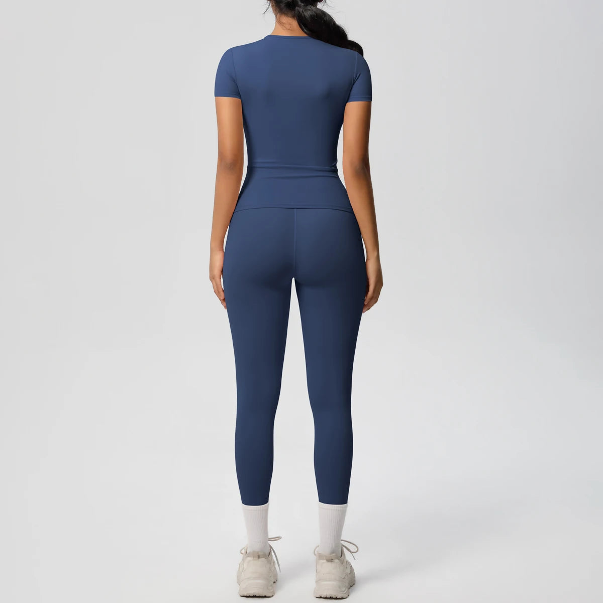 Women 2pcs Athletic Wear Yoga Set Workout Sportswear Gym Clothing Fitness Long Sleeve Crop Top High Waist Legging Sports Bra