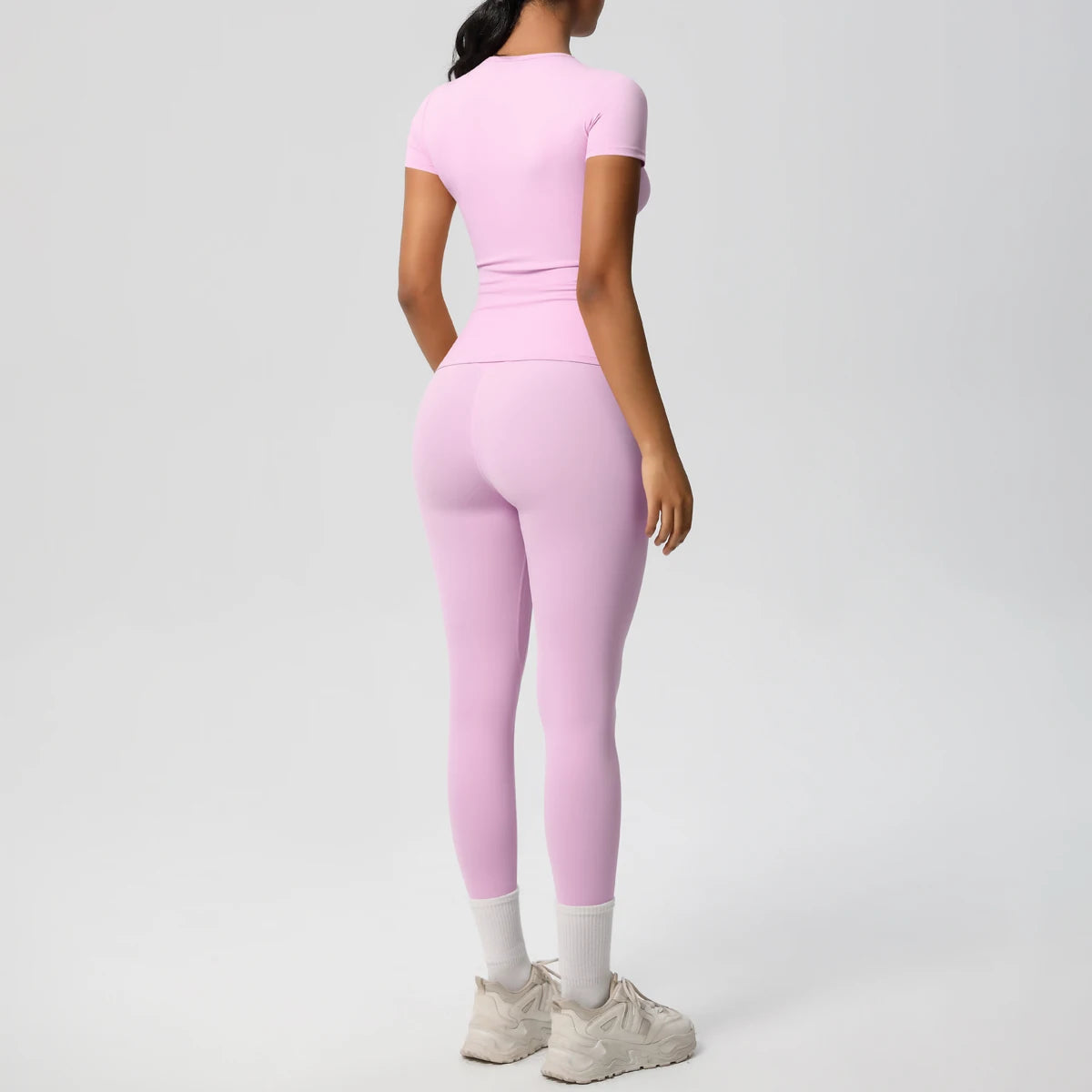 Women 2pcs Athletic Wear Yoga Set Workout Sportswear Gym Clothing Fitness Long Sleeve Crop Top High Waist Legging Sports Bra