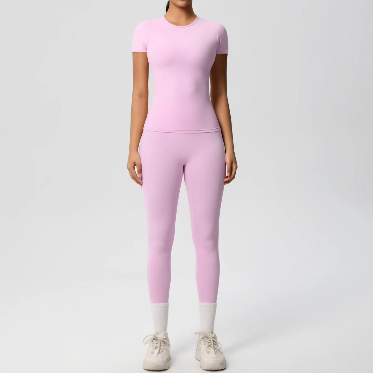 Women 2pcs Athletic Wear Yoga Set Workout Sportswear Gym Clothing Fitness Long Sleeve Crop Top High Waist Legging Sports Bra