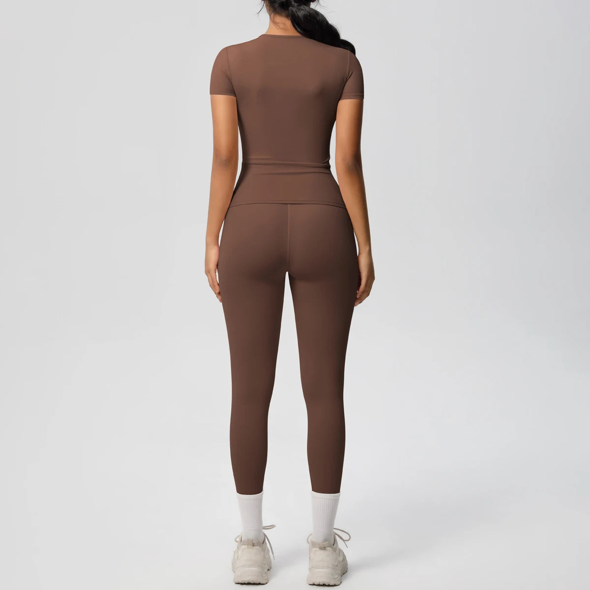 Women 2pcs Athletic Wear Yoga Set Workout Sportswear Gym Clothing Fitness Long Sleeve Crop Top High Waist Legging Sports Bra