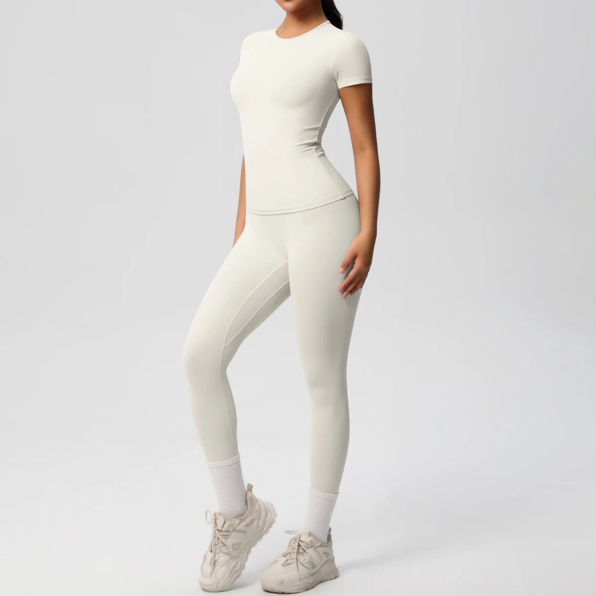 Women 2pcs Athletic Wear Yoga Set Workout Sportswear Gym Clothing Fitness Long Sleeve Crop Top High Waist Legging Sports Bra
