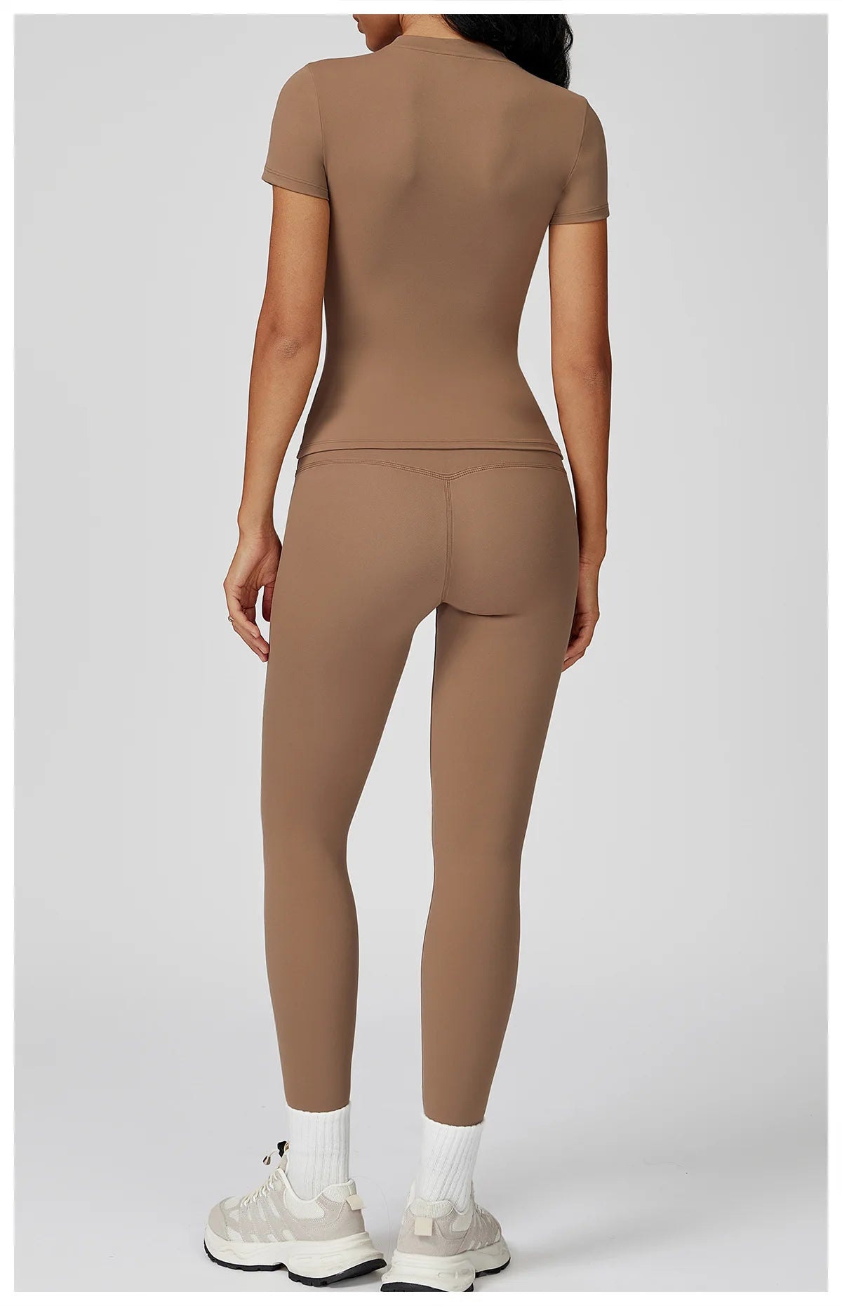 Women  Yoga Set 2PCS Workout Set Sportswear Gym Clothing Fitness Long Sleeve High Waist Leggings Cycling Shorts Sports Suits